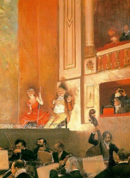 three women at the table by the lamp Painting - Representation at the Theatre des Varietes Jean Beraud